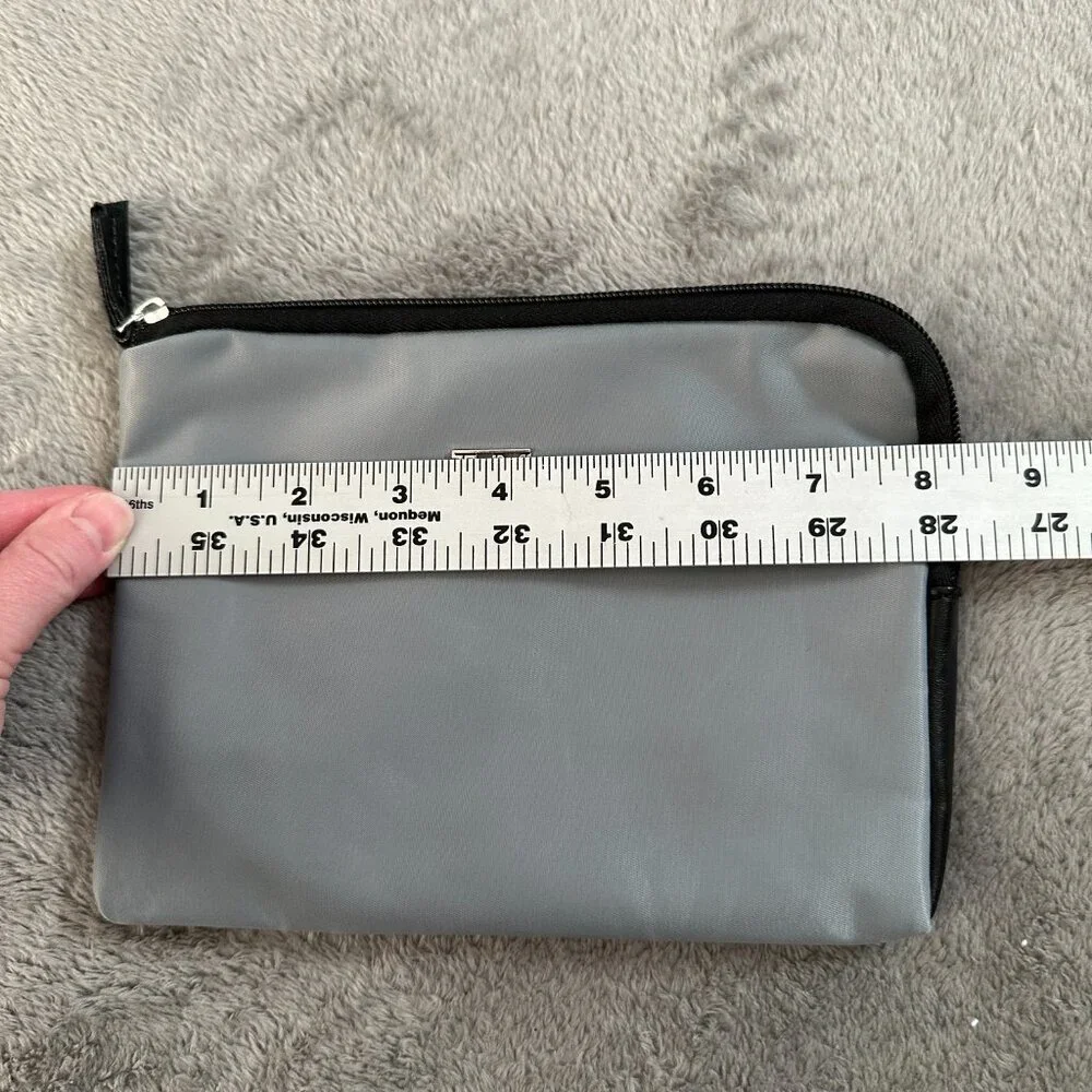 Tumi for Delta Airlines Gray Pouch Makeup Cosmetic Bag Travel Clutch